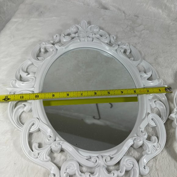 White Oval Vintage Wall Mirror 11.5 x 15 Inch - Picture 8 of 8